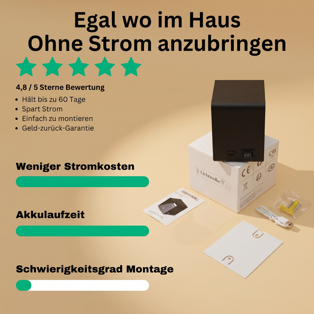 Lichtwolke™ | RGB Luxus Wandleuchte ohne Bohren